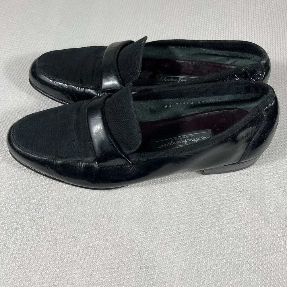 Salvatore Ferragamo Made in Italy Patent Grosgrain Vamp‎ Formal Loafer 8D